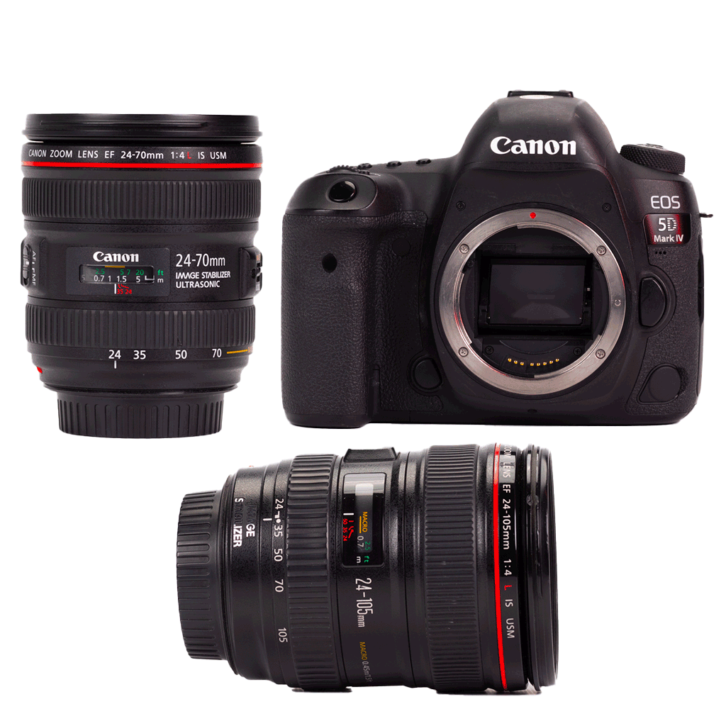 Canon 5D mark IV avec Objectif 24-70mm f4 & Objectif 24-105mm
